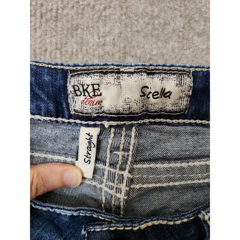 BKE Stella Straight Jeans Womens 29 Blue Medium Wash Low Rise Stretch